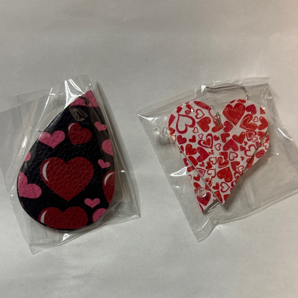 Faux Leather Earrings Heart-Shaped Earrings Set